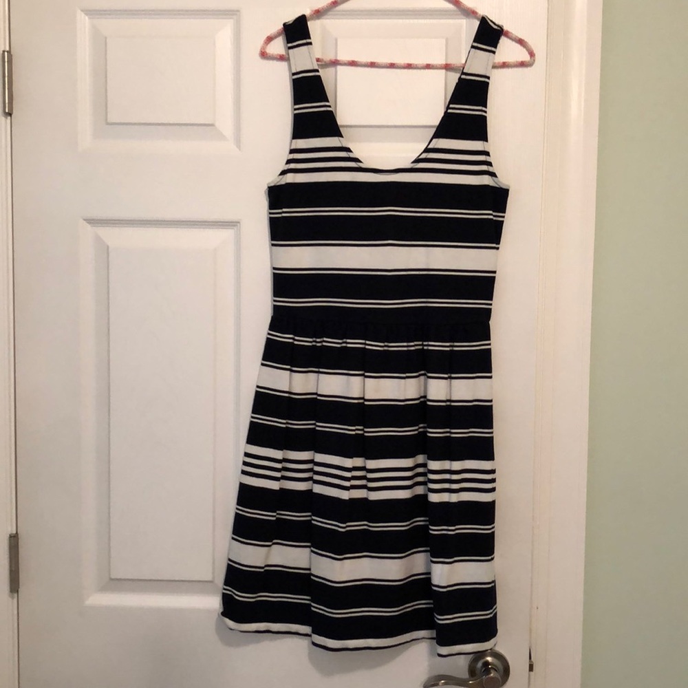 Navy and cream cotton J. Crew dress